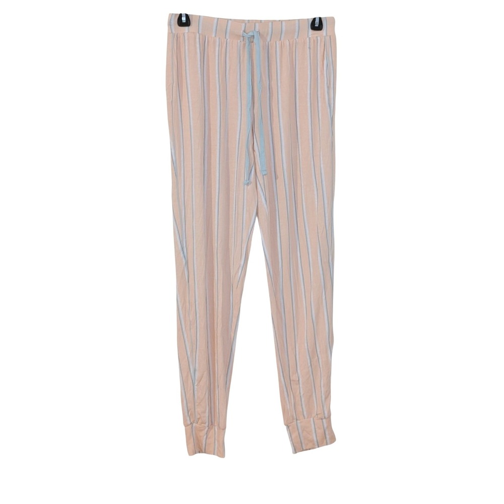 Alfani Intimates Womens XS Peach Blue Striped Drawstring Jogger Pajama Pants NEW